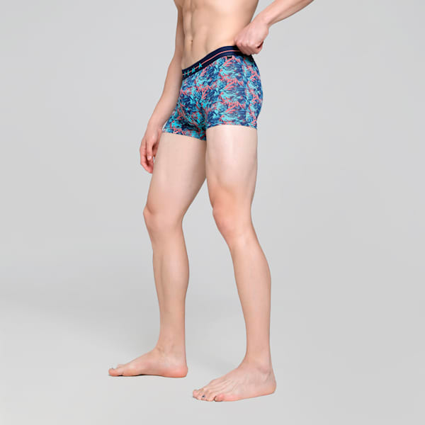 Nyl Men's Printed Trunk, Scuba Blue-Georgia Peach, extralarge-IND