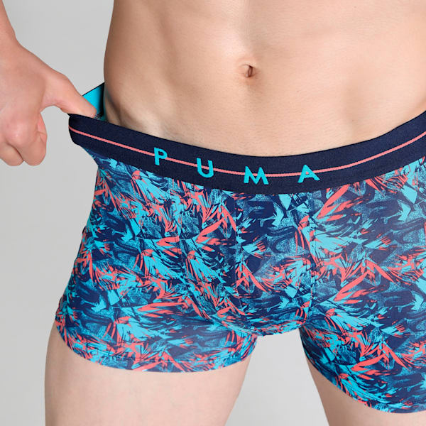 Nyl Men's Printed Trunk, Scuba Blue-Georgia Peach, extralarge-IND