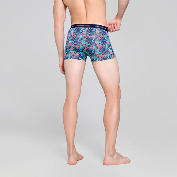 Nyl Men's Printed Trunk, Scuba Blue-Georgia Peach, extralarge-IND