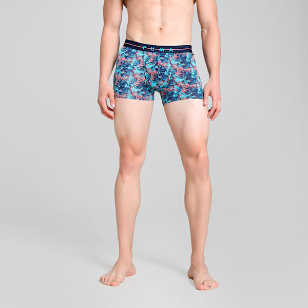 Nyl Men's Printed Trunk, Scuba Blue-Georgia Peach, extralarge-IND