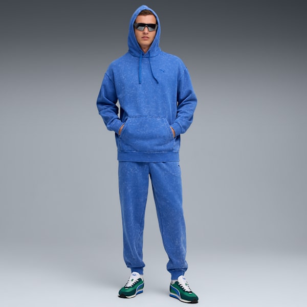 PUMA Elevated Essentials Acid Wash Men's Fleece Sweatpants, Mountain Blue, extralarge