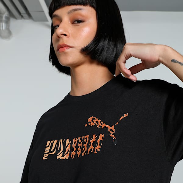 Graphic Animal Women's Relaxed Fit Tee, PUMA Black, extralarge-IND