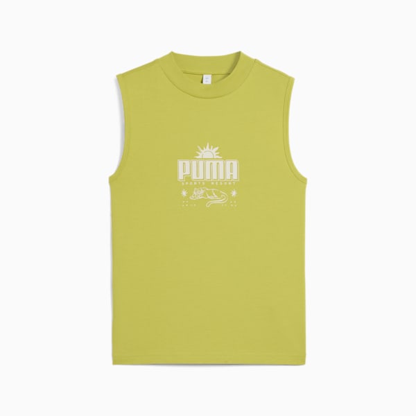 Playera sin mangas corte semi-ajustado para mujer PALM RESORT, Sea Kelp, extralarge