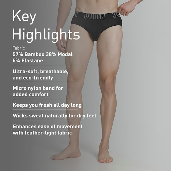 Bamboo Men's Briefs, PUMA Black-PUMA White, extralarge-IND