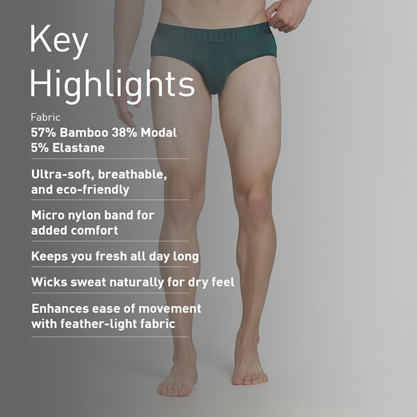 Bamboo Men's Briefs, Deep Teal-PUMA Black, extralarge-IND