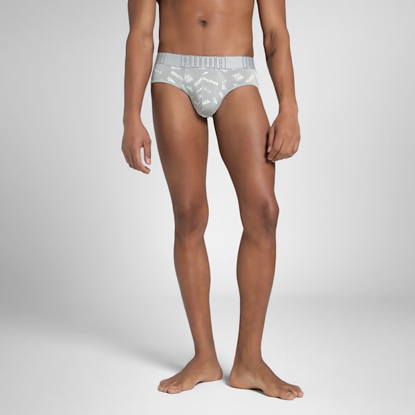 Bamboo Men's Printed Briefs, Cool Mid Gray-PUMA Black, extralarge-IND