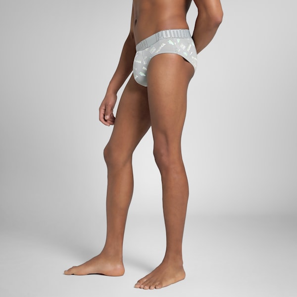 Bamboo Men's Printed Briefs, Cool Mid Gray-PUMA Black, extralarge-IND