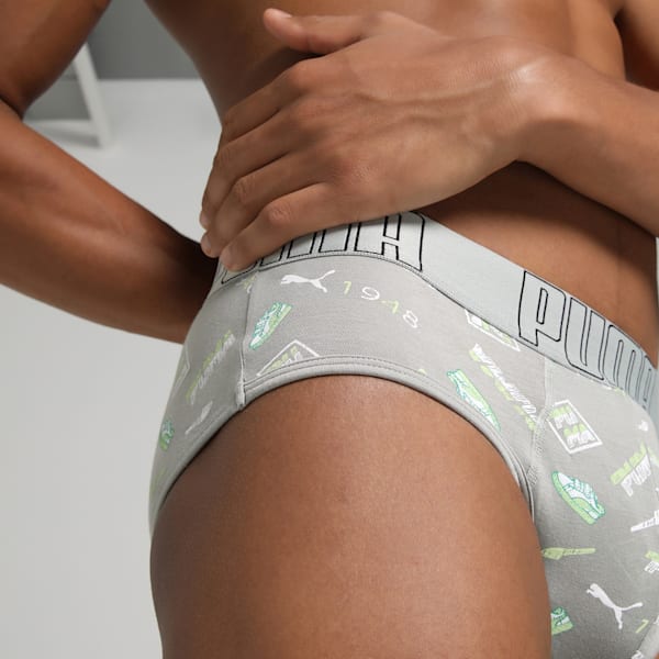 Bamboo Men's Printed Briefs, Cool Mid Gray-PUMA Black, extralarge-IND