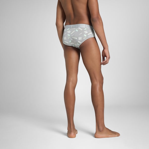 Bamboo Men's Printed Briefs, Cool Mid Gray-PUMA Black, extralarge-IND