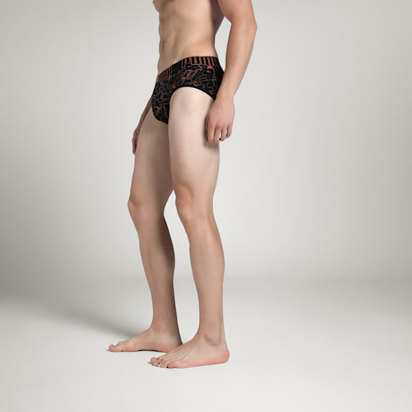 Bamboo Men's Printed Briefs, PUMA Black-Rickie Orange, extralarge-IND
