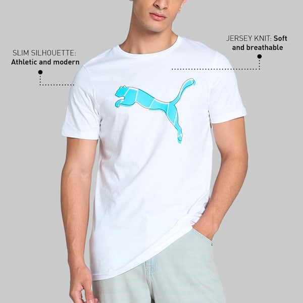 Men's Logo Graphic Slim Fit Tee, PUMA White, extralarge-IND