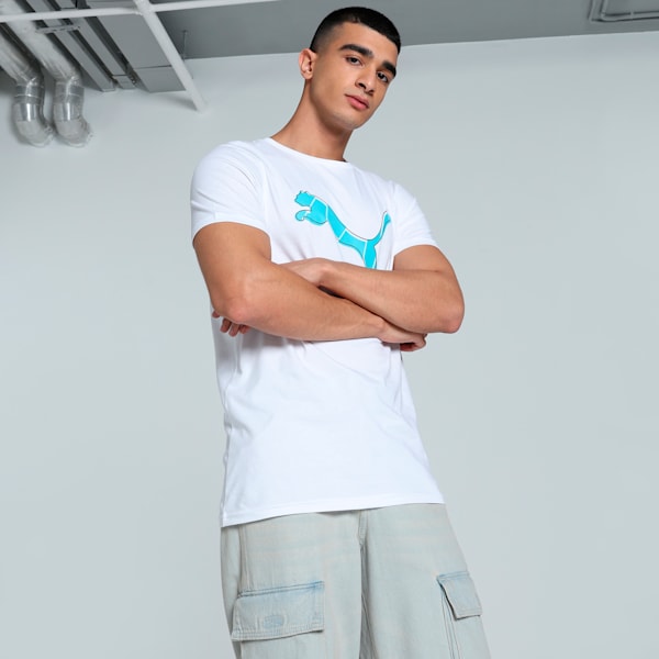 Men's Logo Graphic Slim Fit Tee, PUMA White, extralarge-IND