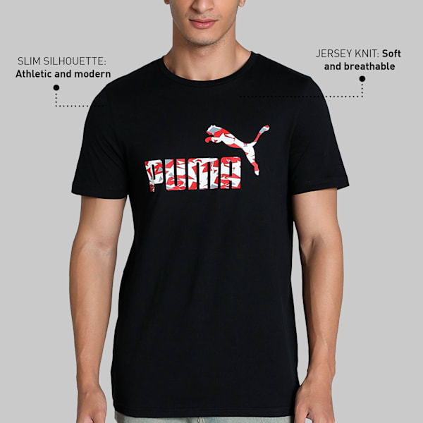 No.1 Logo Graphic Men's Slim Fit Tee, PUMA Black, extralarge-IND