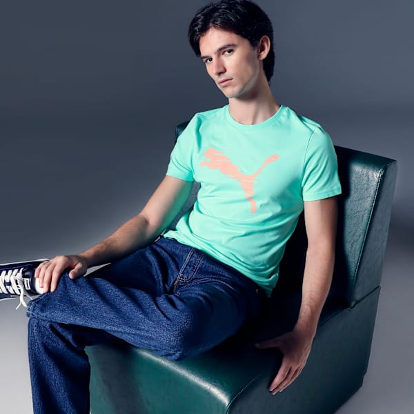 Shaded Logo Men's Slim Fit Tee, Green Glimmer, extralarge-IND