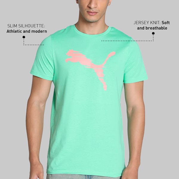 Shaded Logo Men's Slim Fit Tee, Green Glimmer, extralarge-IND