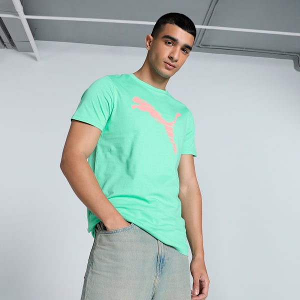 Shaded Logo Men's Slim Fit Tee, Green Glimmer, extralarge-IND