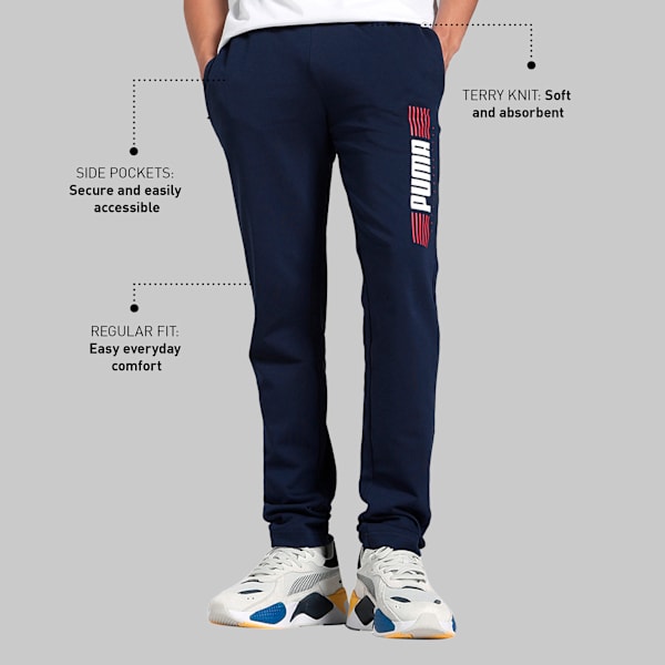 Essentials Zippered Men's Graphic Regular Pants, PUMA Navy, extralarge-IND