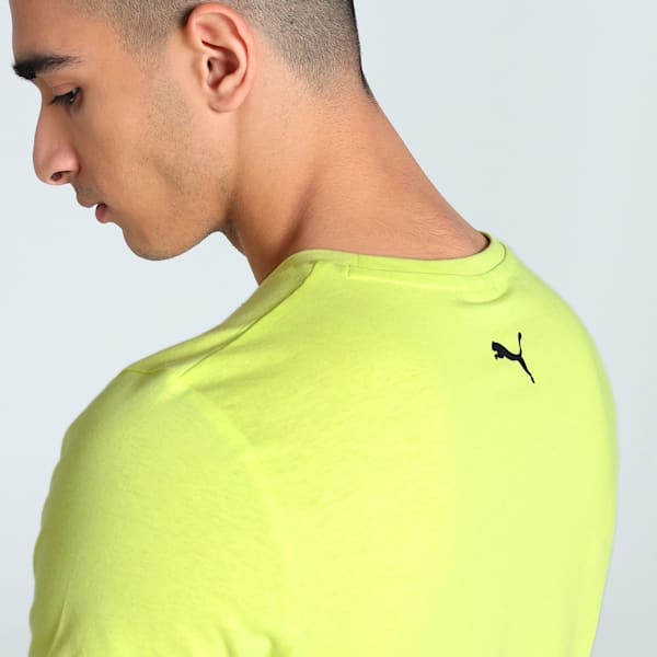 Double Logo Graphic Men's Slim Fit Tee, Lemon Sherbert, extralarge-IND