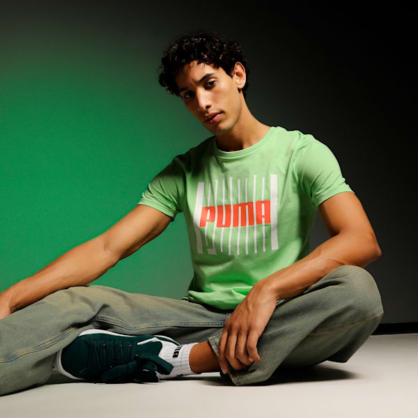 Wording Graphic Men's Slim Fit Tee, Paradise Green, extralarge-IND