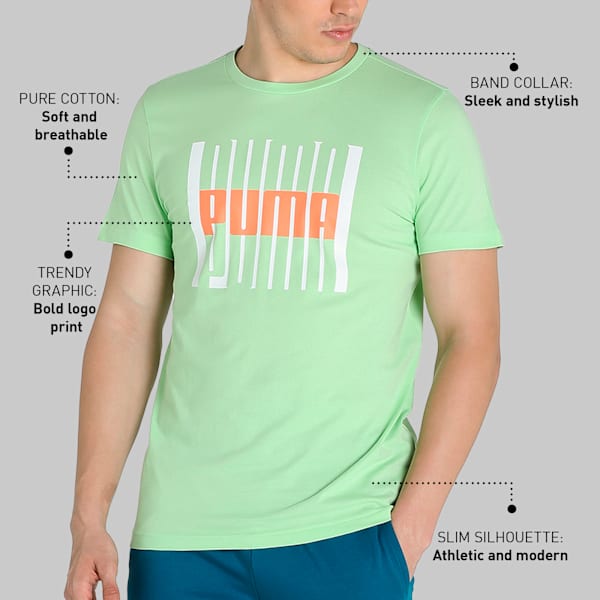 Wording Graphic Men's Slim Fit Tee, Paradise Green, extralarge-IND