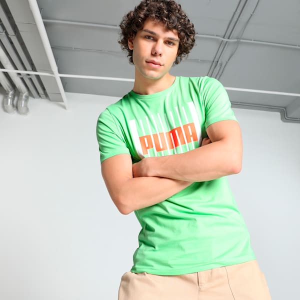 Wording Graphic Men's Slim Fit Tee, Paradise Green, extralarge-IND
