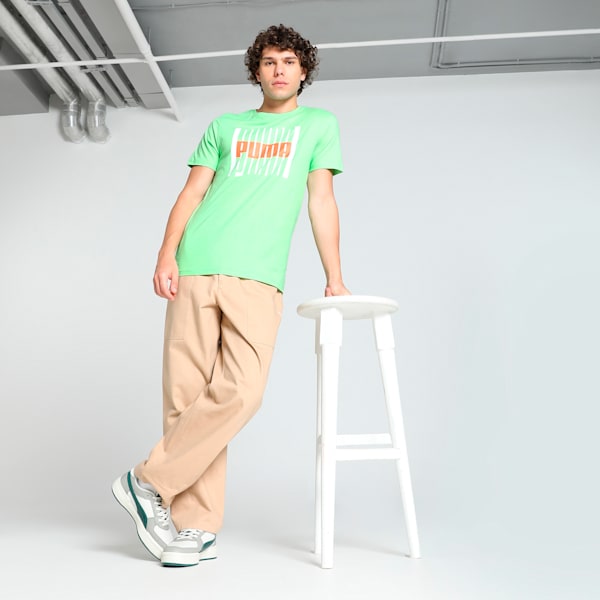 Wording Graphic Men's Slim Fit Tee, Paradise Green, extralarge-IND