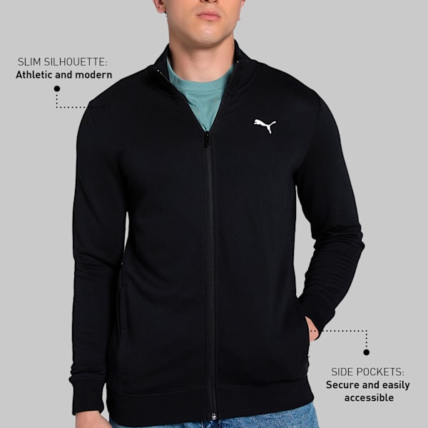 ESS Logo Mens Slim Fit Track Jacket, PUMA Black, extralarge-IND