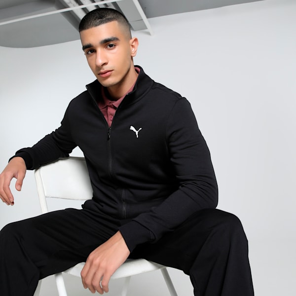 ESS Logo Mens Slim Fit Track Jacket, PUMA Black, extralarge-IND