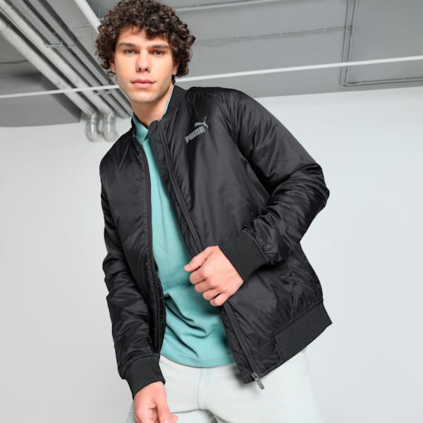 Men's Slim Fit Bomber Jacket, PUMA Black, extralarge-IND