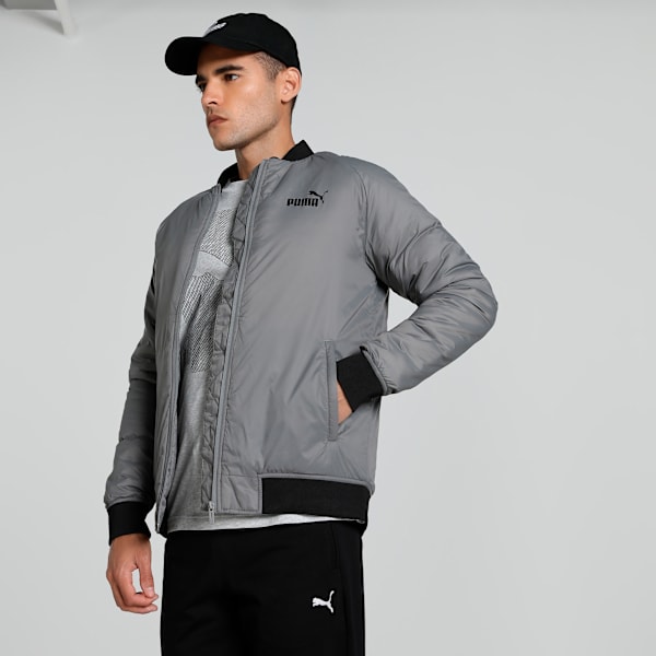 Men's Slim Fit Bomber Jacket, Cast Iron-logo, extralarge-IND