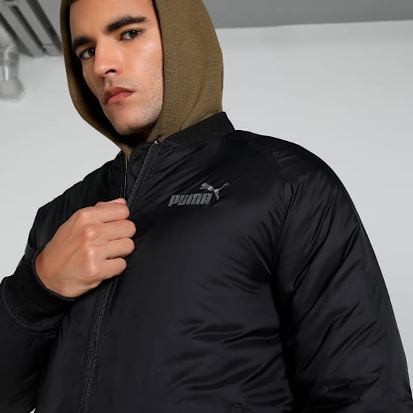 Men's Slim Fit Bomber Jacket, PUMA Black-logo, extralarge-IND