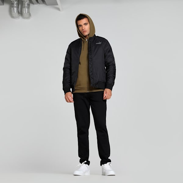 Men's Slim Fit Bomber Jacket, PUMA Black-logo, extralarge-IND