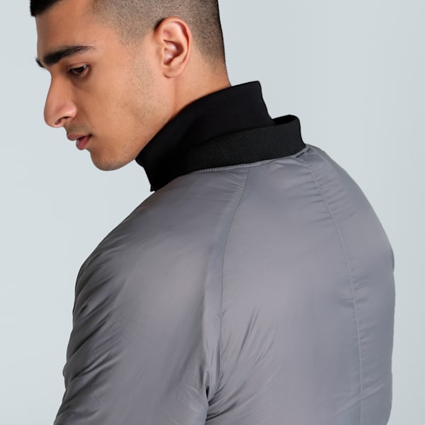 Men's Slim Fit Bomber Jacket, Cast Iron, extralarge-IND
