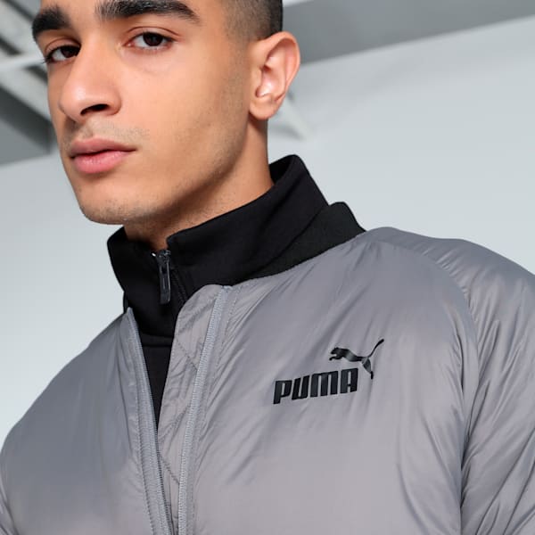 Men's Slim Fit Bomber Jacket, Cast Iron, extralarge-IND