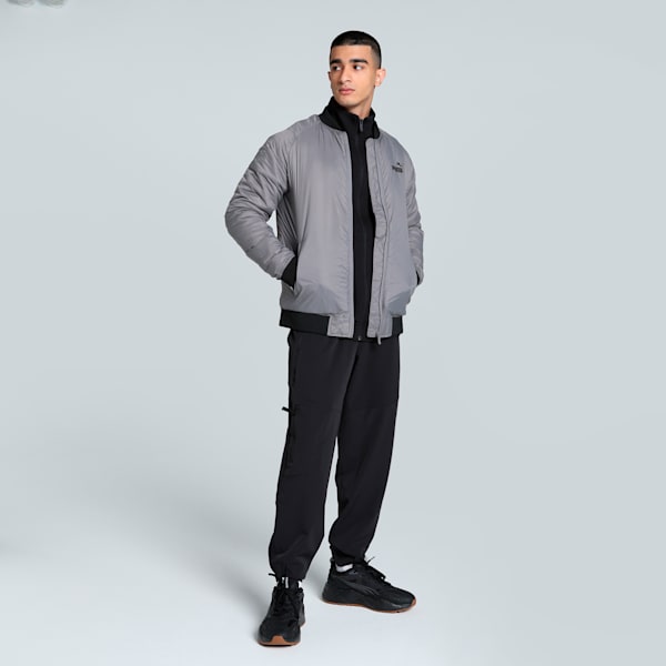 Men's Slim Fit Bomber Jacket, Cast Iron, extralarge-IND