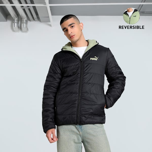 Men's Reversible Slim Fit Fleece Jacket, PUMA Black-logo, extralarge-IND