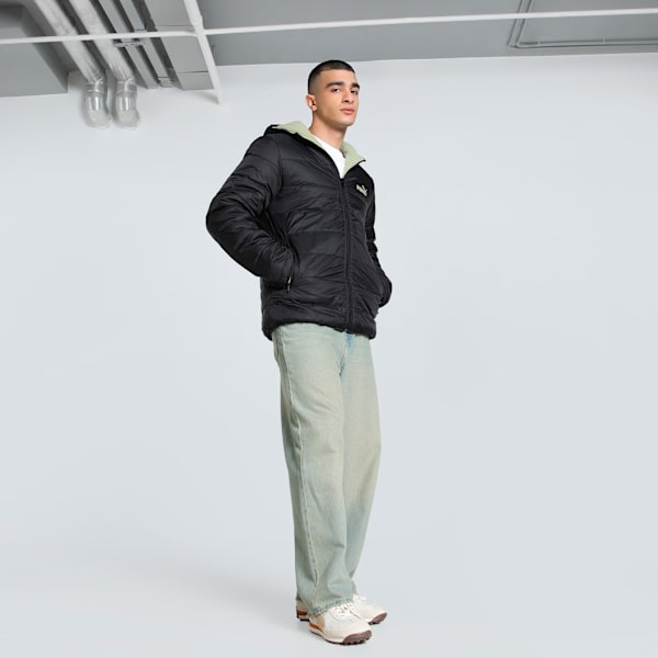 Men's Reversible Slim Fit Fleece Jacket, PUMA Black-logo, extralarge-IND