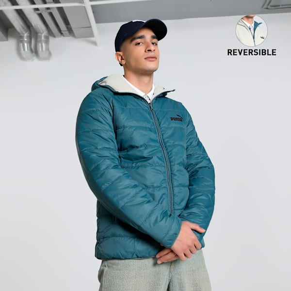 Men's Reversible Slim Fit Fleece Jacket, Gray Skies-logo, extralarge-IND