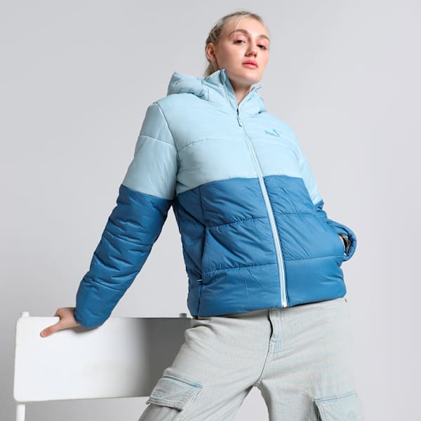 Women's Colorblock Hooded Jacket, Blue Horizon-Frosted Dew, extralarge-IND