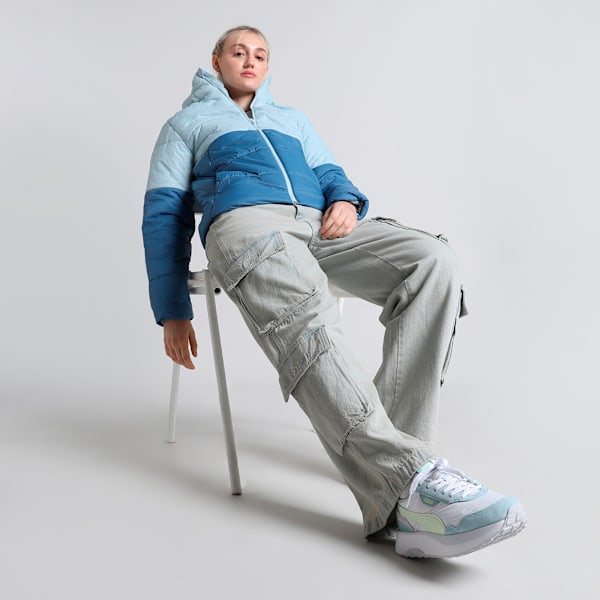 Women's Colorblock Hooded Jacket, Blue Horizon-Frosted Dew, extralarge-IND