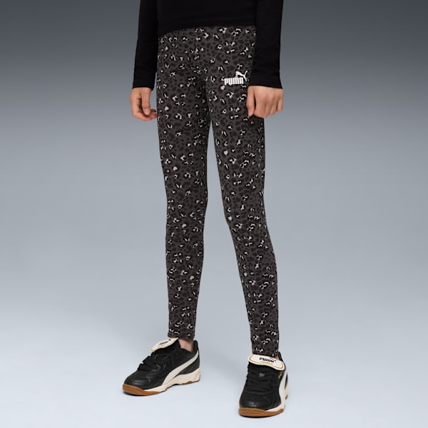 Essentials Graphic Animal Print Leggings Youth, PUMA Black, extralarge-GBR