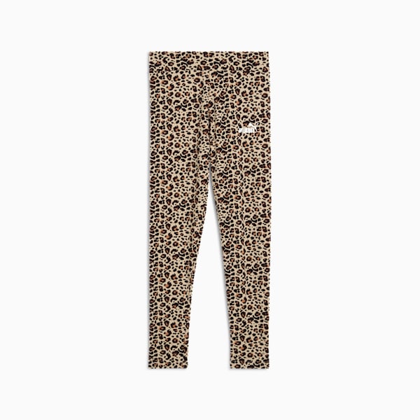 Animal print PUMA leggings for women with all-over leopard pattern and logo detail.