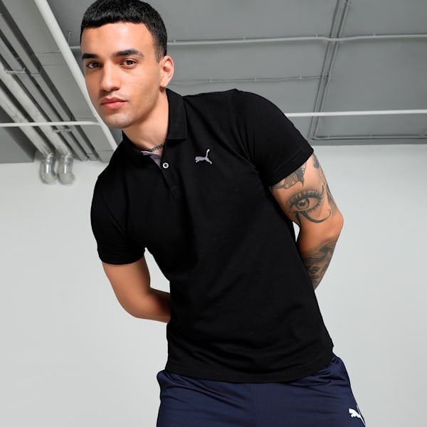 Men's Contrast Placket Slim Fit Polo, PUMA Black, extralarge-IND