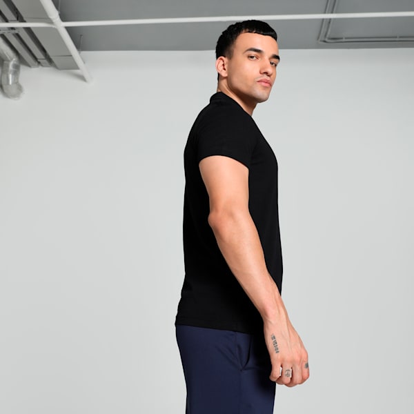 Men's Contrast Placket Slim Fit Polo, PUMA Black, extralarge-IND