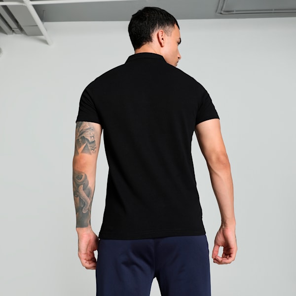 Men's Contrast Placket Slim Fit Polo, PUMA Black, extralarge-IND