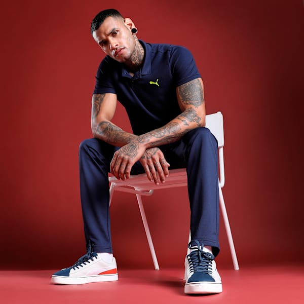 Train Men's Sweat-Wicking Cat Logo Polo Tee, PUMA Navy, extralarge-IND