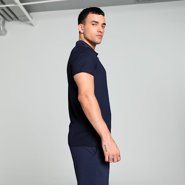 Train Men's Sweat-Wicking Cat Logo Polo Tee, PUMA Navy, extralarge-IND