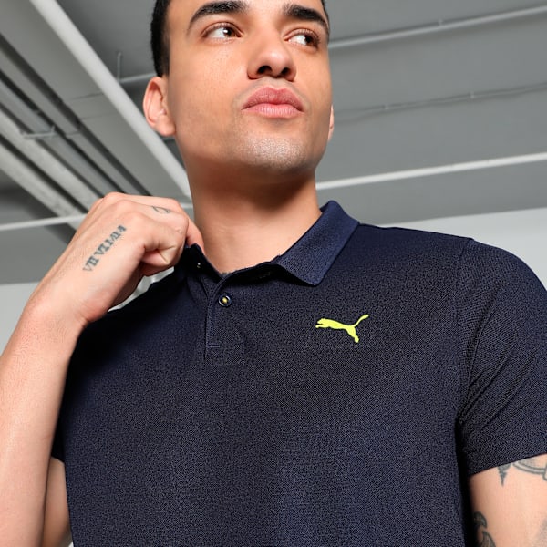 Train Men's Sweat-Wicking Cat Logo Polo Tee, PUMA Navy, extralarge-IND