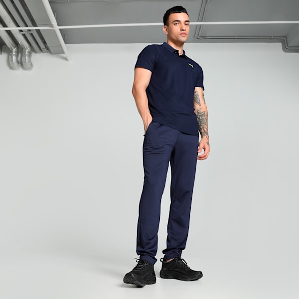 Train Men's Sweat-Wicking Cat Logo Polo Tee, PUMA Navy, extralarge-IND