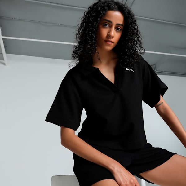 HER Women's Relaxed Fit Polo, PUMA Black, extralarge-IND